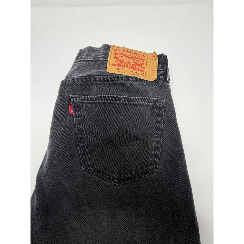Levi's 501 Original Fit Men W36 L32‎ Black Straight Leg Button Fly Jeans